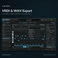 MeloGen 2 MIDI and WAV export menu with selected-layer and all-layer options